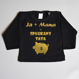 Ja + Mama = spłukany tata - koszulka niemowlęca - złoty nadruk