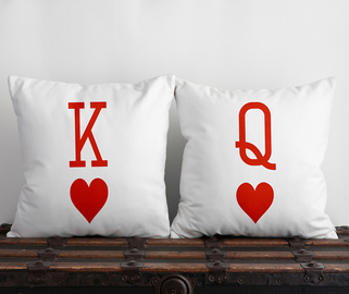 Król serce i dama serce - zestaw poduszek